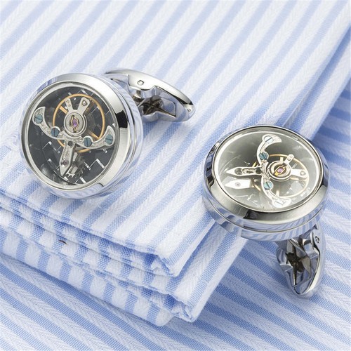 Funktionelle Tourbillon mechanische Uhr Manschettenknöpfe französische Manschettenknöpfe Herren Manschettenknöpfe - Bild 7 von 16