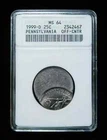 1999-D 25c Pennsylvania State Quarter - ANACS MS64 Off Center Strike Mint Error