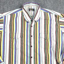Vintage Ruddock Bros Western Shirt Striped Cowboy Mens XL Extra Long Tails USA
