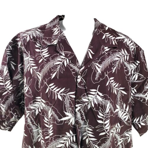 Aloha Republic hawaiianisches Aloha-Shirt 4XL braun weiß Blumenmuster Blattwedel