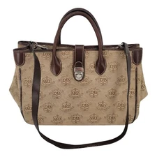 Dooney & Bourke D&B Canvas Brown Tan Satchel Tote Cross Purse Body Bag