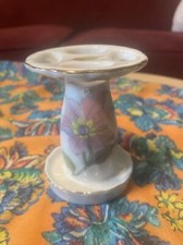 Vintage porcelain Floral Hand painted Toothbrush holder w/gold trim