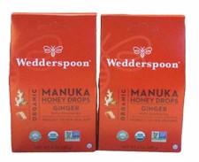 2pk Wedderspoon Organic Manuka Honey Drops Ginger W/ Echinacea 4 oz G1 
