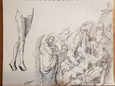 Ink Study of ''The Lamentation'' (after Battista Franco) by Emmett Ferguson
