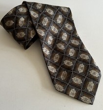 Fratelli Italian Men's Abstract Designer Tie 100 Silk 58  x3.75  Earthtones