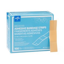 Medline Plastic Adhesive Bandage, 3/4" x 3", Case of 1200