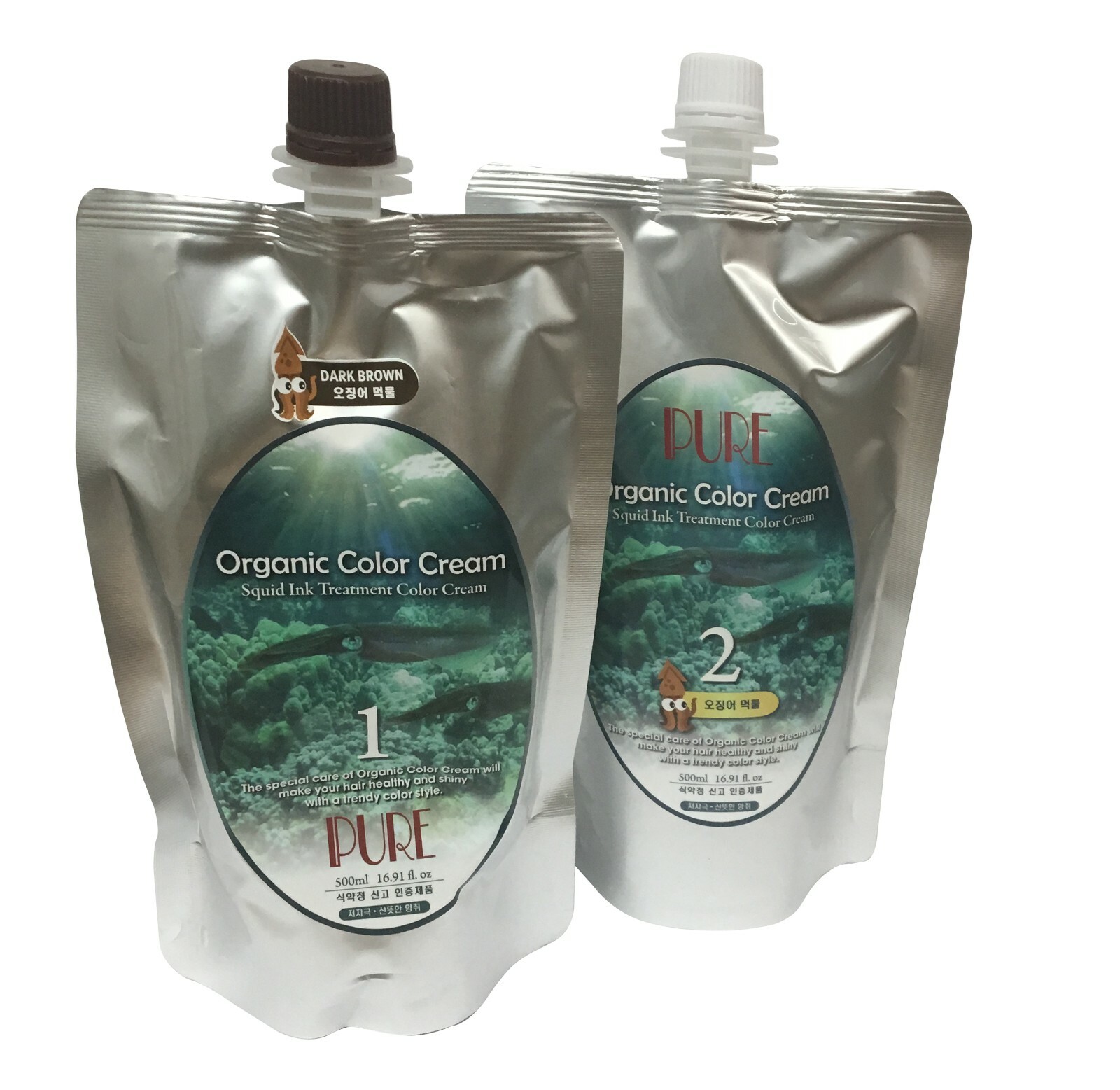 Pure Organic Hair Color Cream - 500ml/500ml-1 set, Ammonia Free Gray Hair Cover