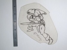 vtg 1960s 1970s Tattoo acetate stencil Conan Barbarian signed VIK