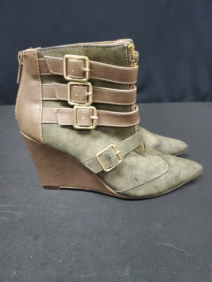 Botines Michael Antonio Caxton Tacón Cuña Cremallera Trasera Hebilla Acentos Talla 7 Foto 3 de 4