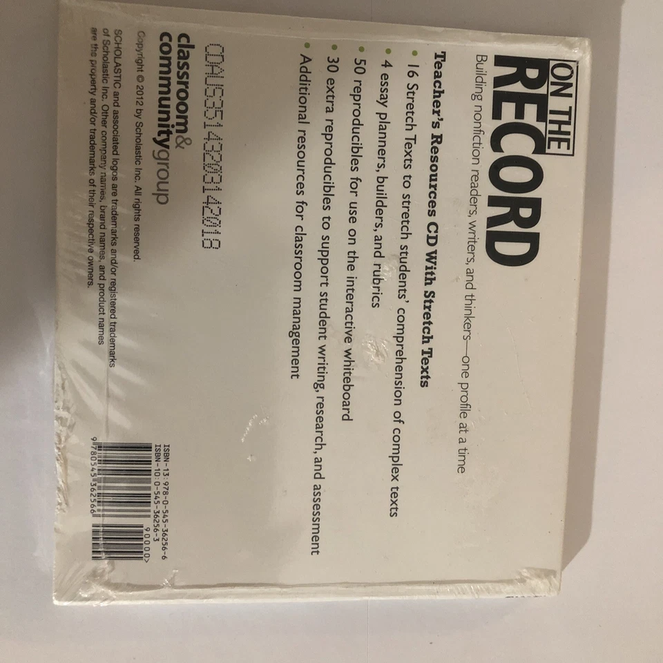 ON THE RECORD~TEACHER'S RESOURCES CD W/STRETCH TEXTS ~ NEW/SEALED - Image 2 of 2