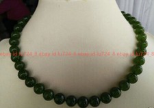 10mm AAA New Fashion Natural Dark Green Jade Gemstone Round Beads Necklaces 18"