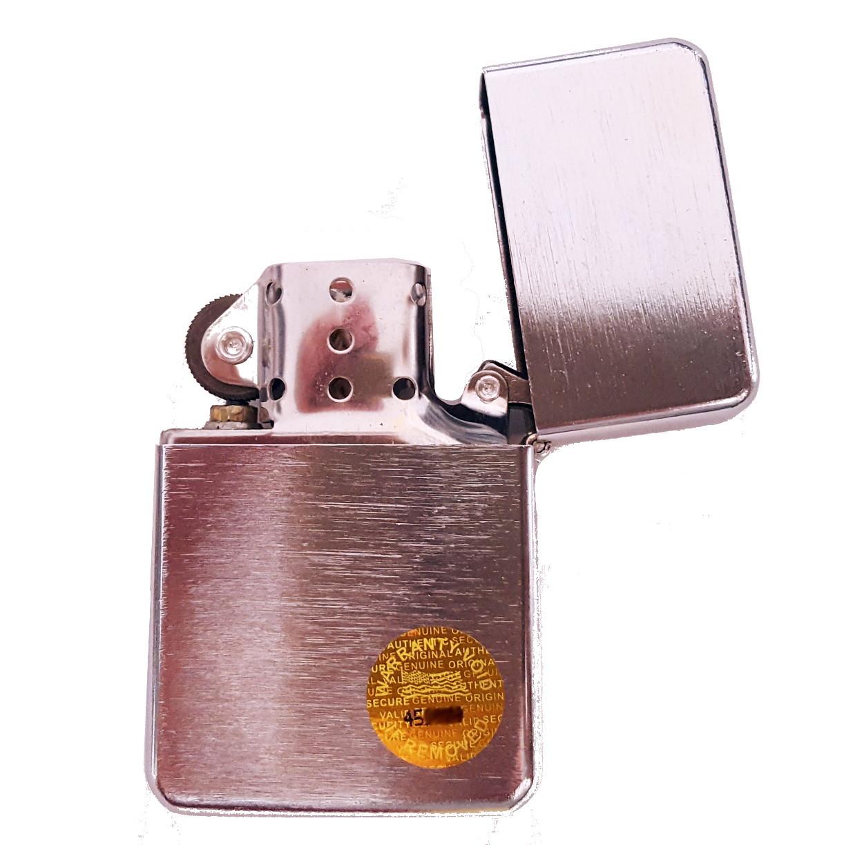 Retro Dr. Pepper Bottle Ad Flip Top Lighter Brushed Chrome with Vinyl Image.