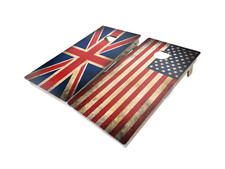 American and UK Flag Cornhole Boards