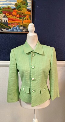 Isabella Demarco 1950s Style Green Textured Career Blazer Jacket