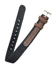 Timex Expedition 14mm Black/Brown One-Piece Leather/ Nylon Slip-Thru Watch Band