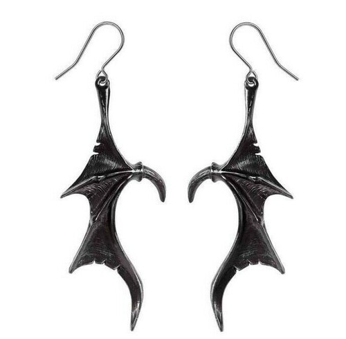 Wings Of Midnight Earrings, Droppers, Gothic Fantasy Dragon, Alchemy England - 第 1/3 張圖片