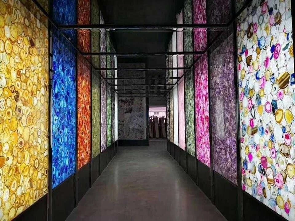 60" x 30" yellow Agate table Top semi precious stones home decor - Image 2 of 2