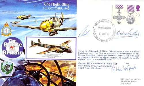 RAFA17 WW2 WWII Battle of Britain Me109 RAF cover signed Walter Krupinski KC