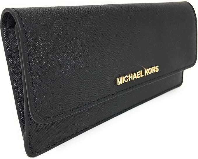 Carteira de Couro Saffiano Preta Nova com etiquetas Michael Kors Jet Set Viagem Plana - Imagem 2 de 4