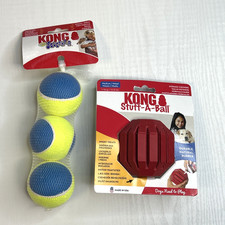 2 x Kong Dog Puppy Toy Bundle Stuff-A-Ball Squeakair Balls Medium New