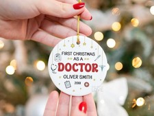 First Christmas As Doctor Ornament, Personalized New Doctor Gift For Doctor G...