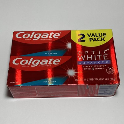 (2 TUBE) Colgate Optic White Advanced Teeth Whitening ICY FRESH 90gEACH EXP:6/25