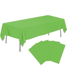 Lime Green 6 Pack Plastic Table Cloth 54" x 108", Disposable Tablecloths Rect...