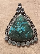 Massive Chrysocolla, Aquamarine & Druzy Sterl...