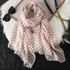 Chiffon Hijab Scarf Women's Long Dot Print Beach Shawl Wrap 160x50cm Summer