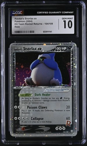 CGC 10 Rocket's Snorlax ex 2004 EX Team Rocket Returns 104/109 Holo Pokemon Card