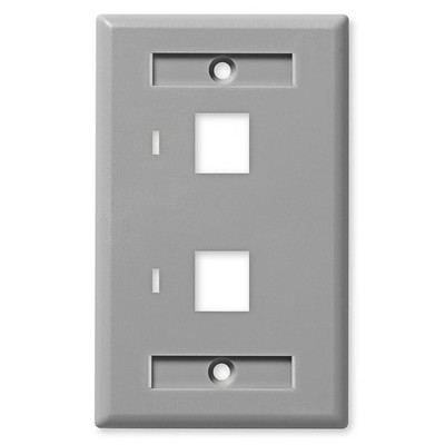 NavePoint Keystone Jack Wall Plate 2-Port, Single Gang, Gray, 10-Pack