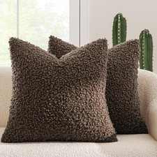 Pack of 2 Throw Pillow Covers 20x20 Inch Faux 20" x 20" Pack of 2 Chocolate