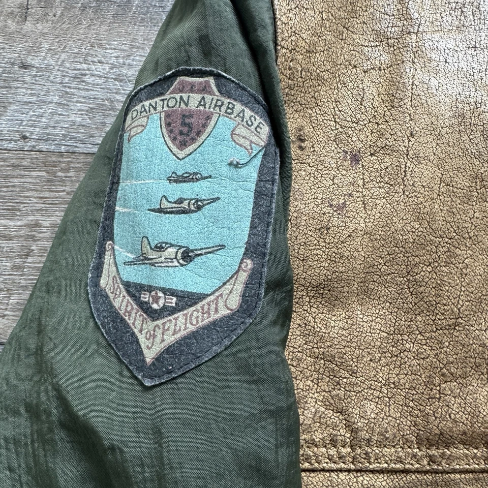 East West Vintage Leather Mens Aviator Bomber Jacket Nappa Leather Size Med - Image 3 of 4