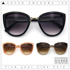 Diva Womens Runway Fashion Metal Bridge Trim Oversized Cat Eye Sunglasses