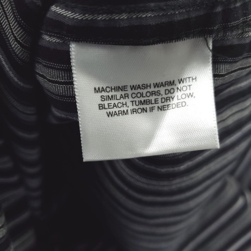 Structure Shirt Mens Large Black Gray Striped Premium Woven Long Sleeve Cotton - Picture 9 of 11