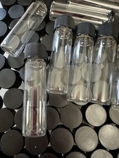 Lot of 95 Small Glass Vials Jars Craft Bottles Black Screw Lids