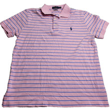Polo Ralph Lauren Custom Slim Fit Pink Striped Polo Shirt Short Sleeve Medium