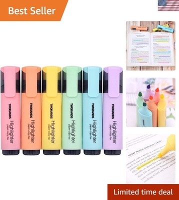 Highlighter,Chisel Tip Marker Pen,6 Assorted Pastel Colors,H2007