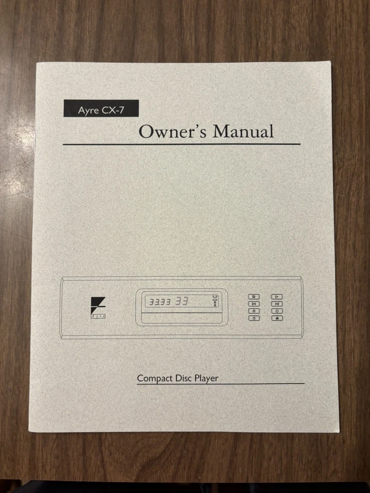 AYRE ACOUSTICS CX-7 CX7 CD PLAYER ORIGINAL HANDBUCH SELTEN!!