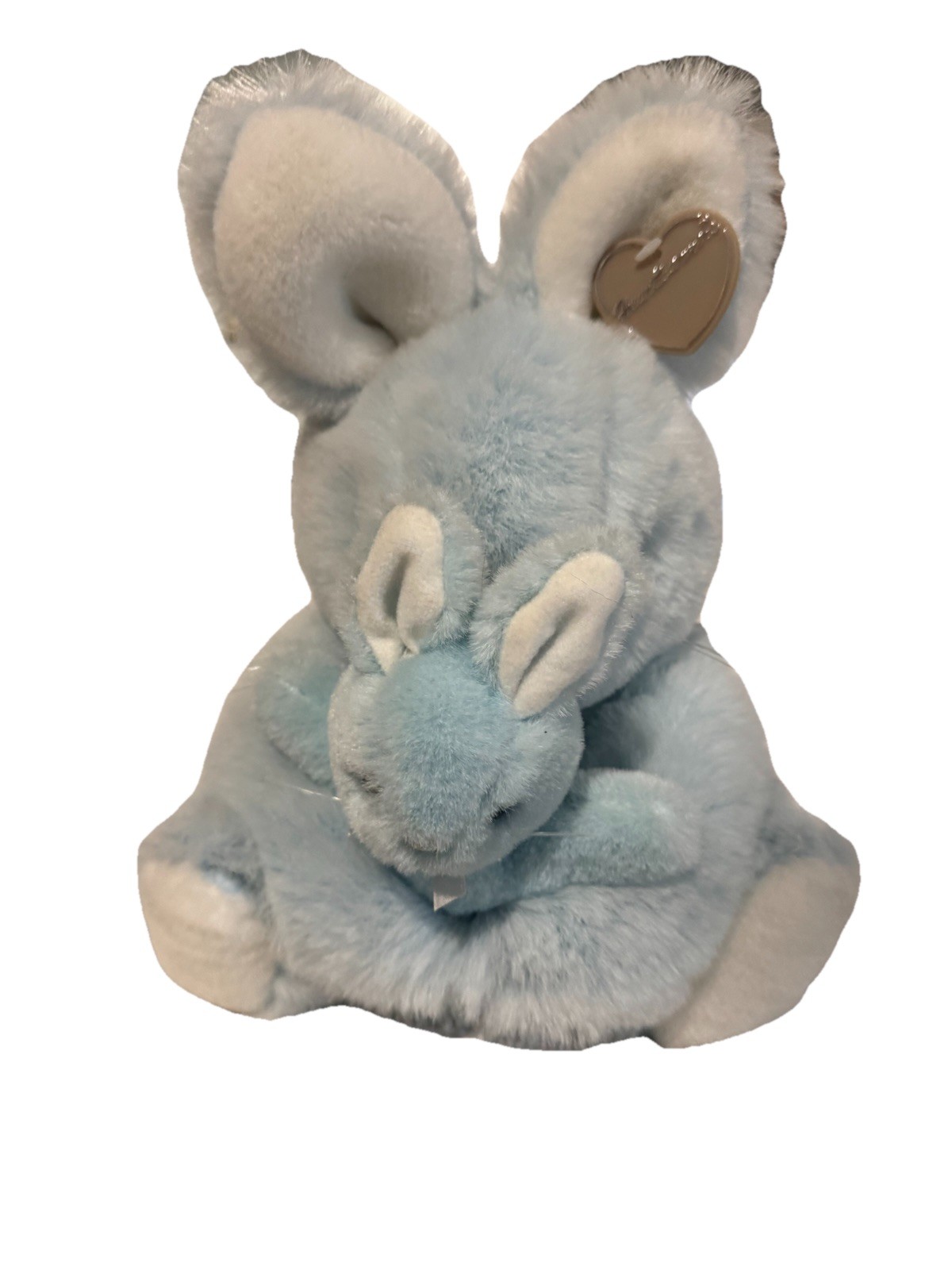 Vintage Heartwarmers Blue Plush Rabbit And Baby Bunny Soft Light Blue 13” Tall