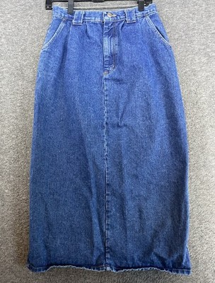 Vtg. Vintage Vivaldi Blue Denim Maxi Jean Skirt Women s Size 10 100% Cotton
