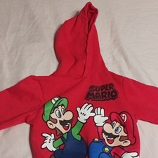 Super Mario Red Boys Pullover Hoodie with Mario  Luigi Graphic