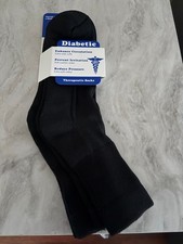 Diabetic Therapeutic Men's Socks KING SIZE: 13-16 -BLACK - 2 PAIRS IN PACK