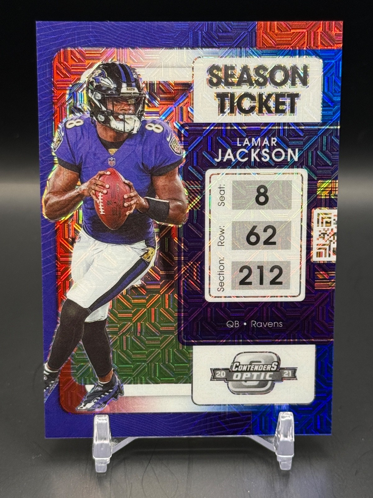 2021 Contenders Optic Red White Blue #13 Lamar Jackson 7/13!