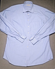 Ermenegildo Zegna Shirt Size 2XL 41/16 Mens Blue Micro Gingham Button Up Spain