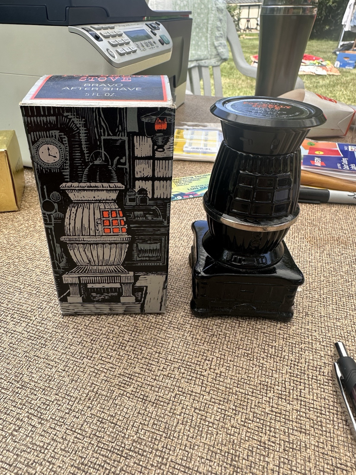 VINTAGE AVON POT BELLY STOVE EXCALIBUR AFTER SHAVE FULL WITH BOX