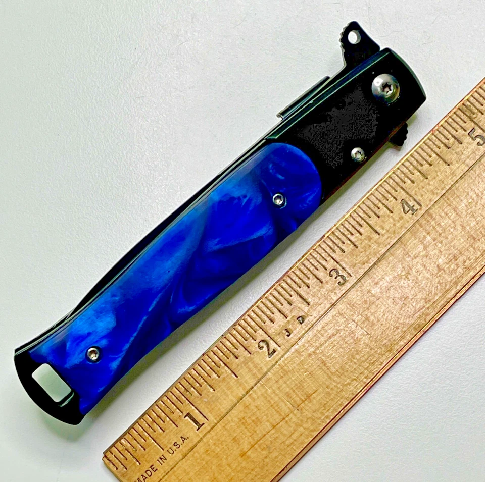 TIGRE-USA 9" Milano STILETTO con Acero ALEMÁN y PERLA AZUL -- ((NUEVO en CAJA)) Foto 4 de 4