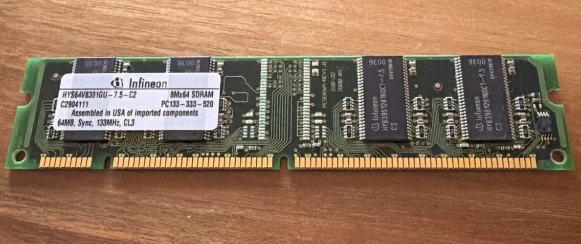 Infineon Computer RAM 64 MB Capacity per Module 1 Modules for sale