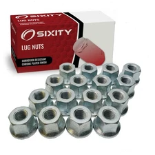 16 pc Nickel Flanged Flat Wheel Lug Nuts - M10x1.25mm .68" Standard