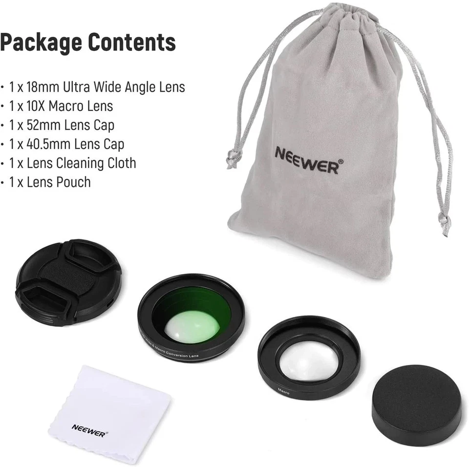 NEEWER Wide Angle Lens With Macro Lens For Sony ZV-1F/ZV-E10 (40.5mm) A6000 - Image 3 of 4